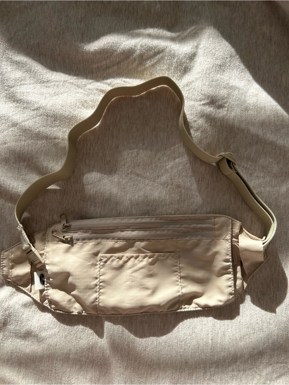 Austin House Beige Nylon Belt Bag Crossbody Fanny Pack Minimalist Travel Bag